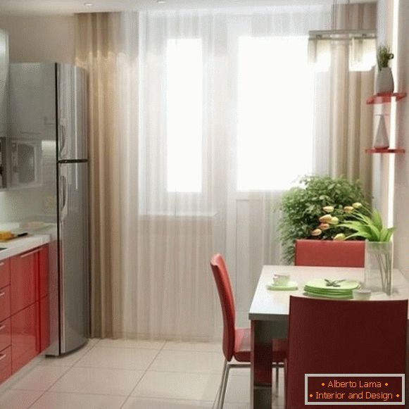 beautiful curtains in the kitchen with a balcony door, photo 19