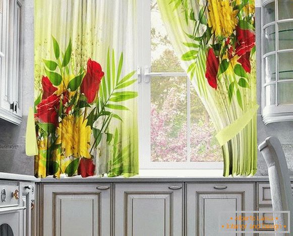 beautiful modern curtains in the kitchen photo, photo 29