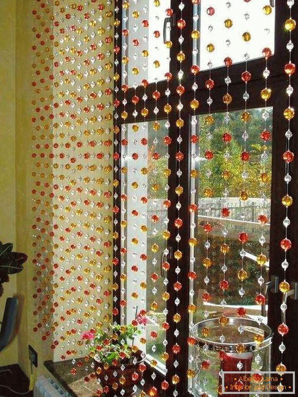 beautiful curtains in the kitchen with a balcony door, photo 31