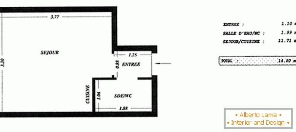 The layout of a small studio apartment