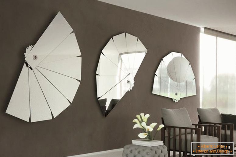 Mirrors on the walls in the living room