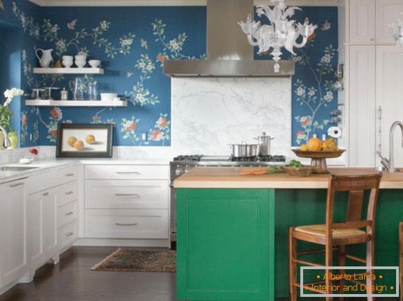 Kitchen with painted walls