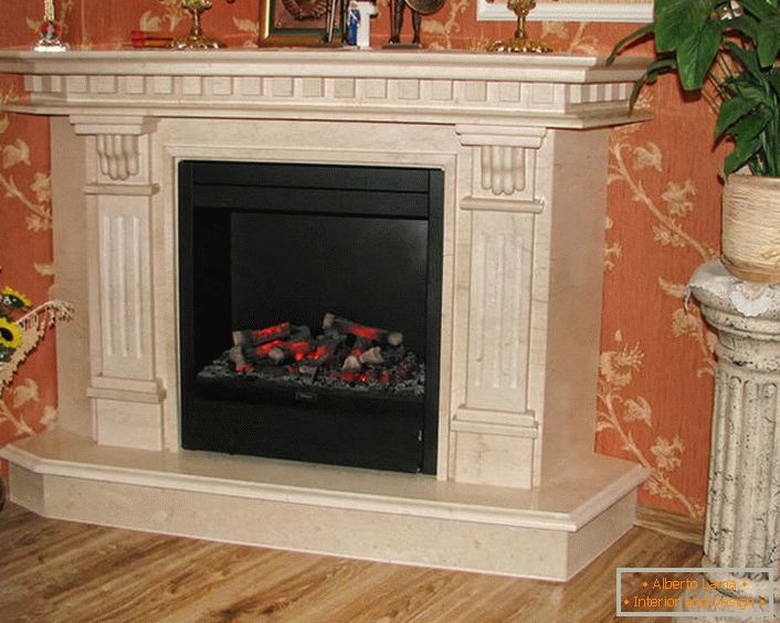 Marble fireplace for a baroque living room.