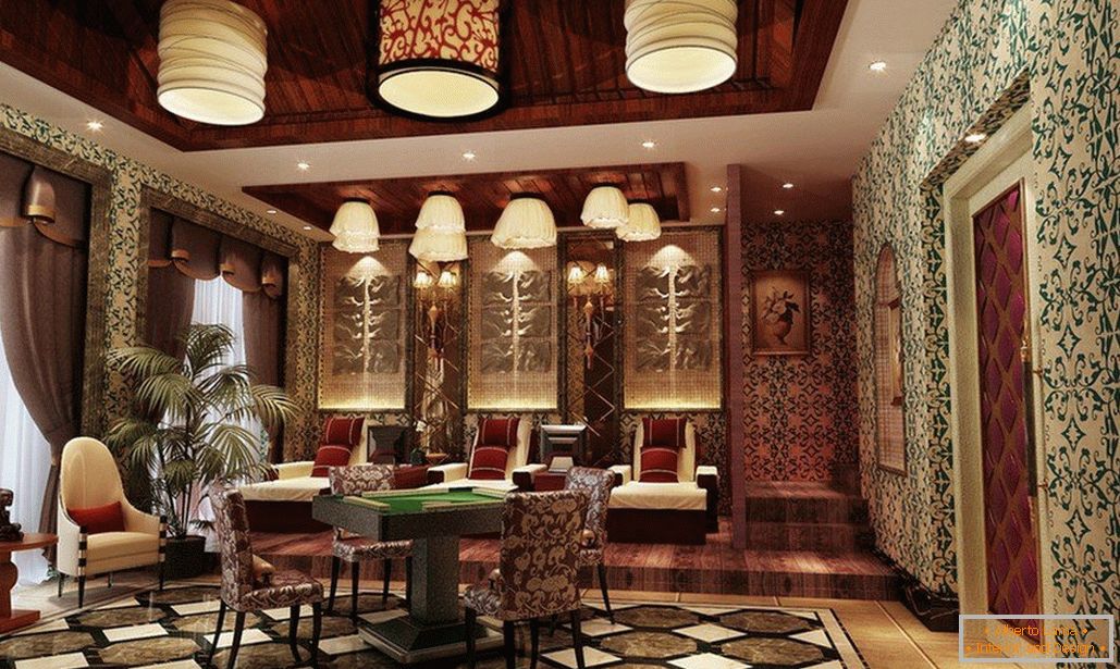 Dining room in oriental style in a private house