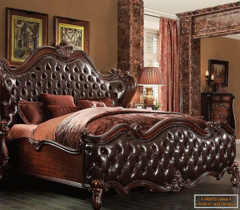 traditional-bed-dark-brown-pu-cherry-oak-sleigh-ac-chateau-b1