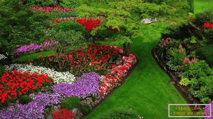 Large flowerbed in the garden