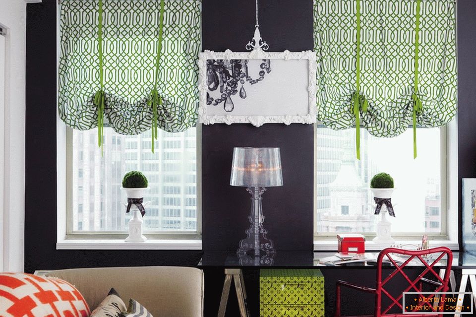 Curtains with green pattern