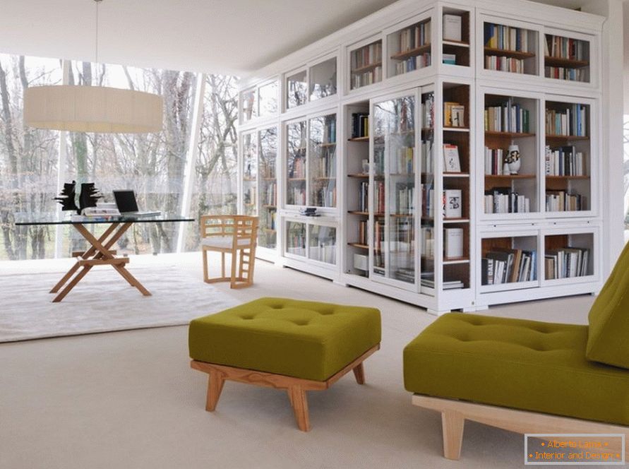 Book shelves in the interior