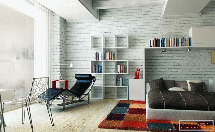 Shelves for books in the living room