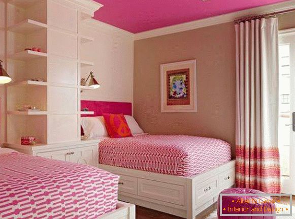 Pink Bedroom Design for Two Girls