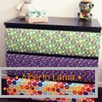 Boxes with multi-colored wallpaper