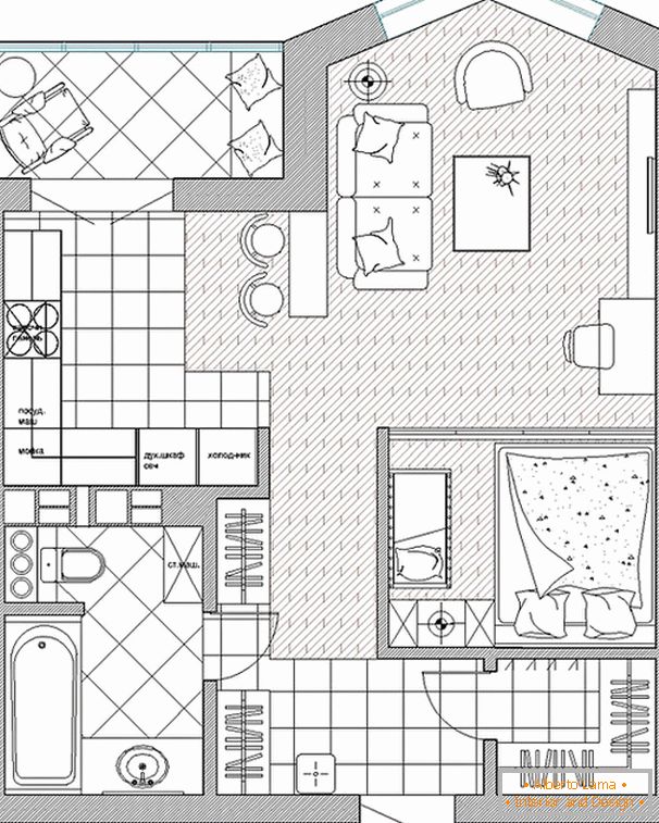 Layout with furnished studio apartments