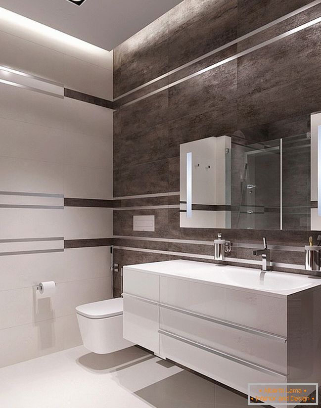 Interior of a strict bathroom in a male apartment