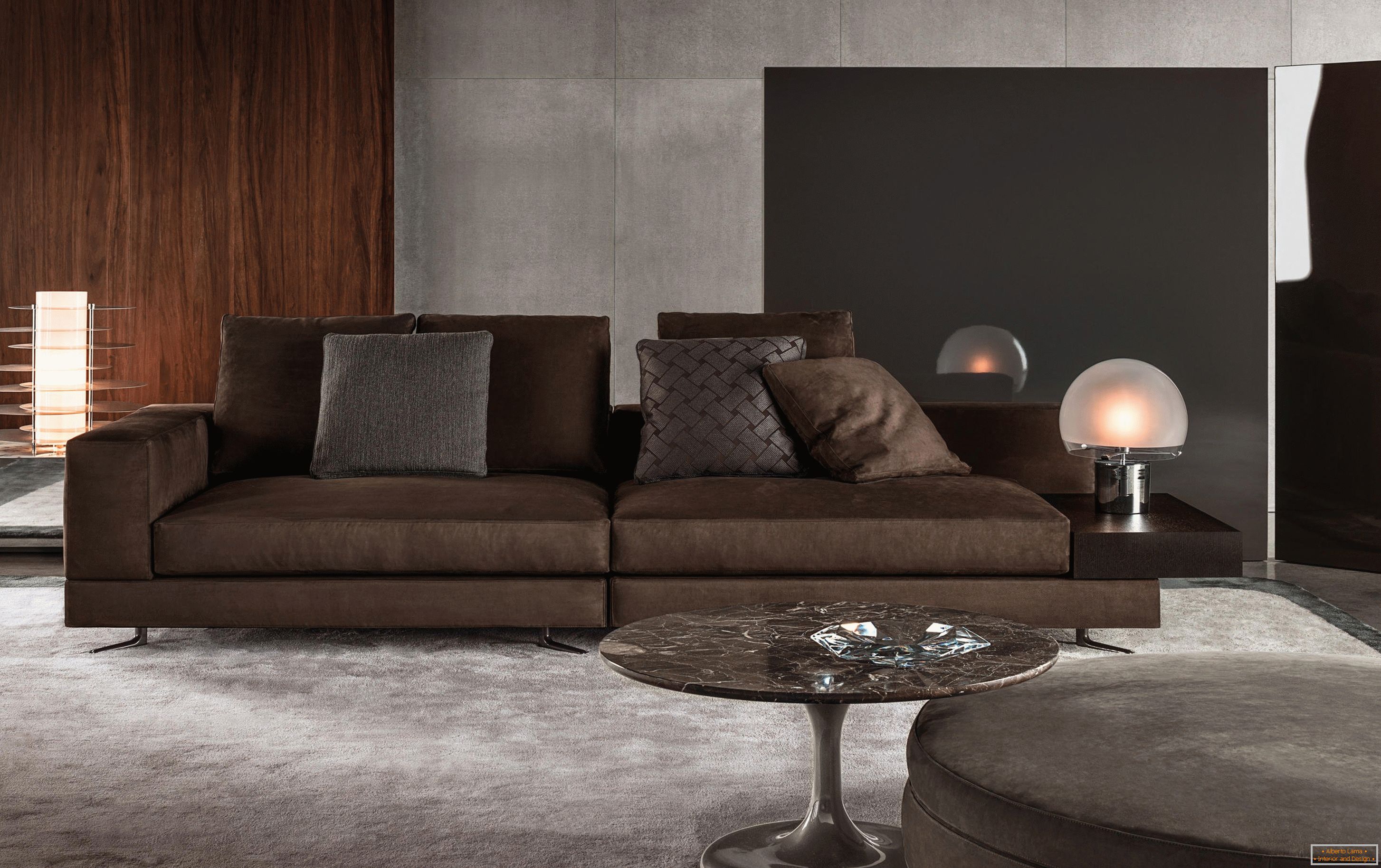 Brown sofa in the interior