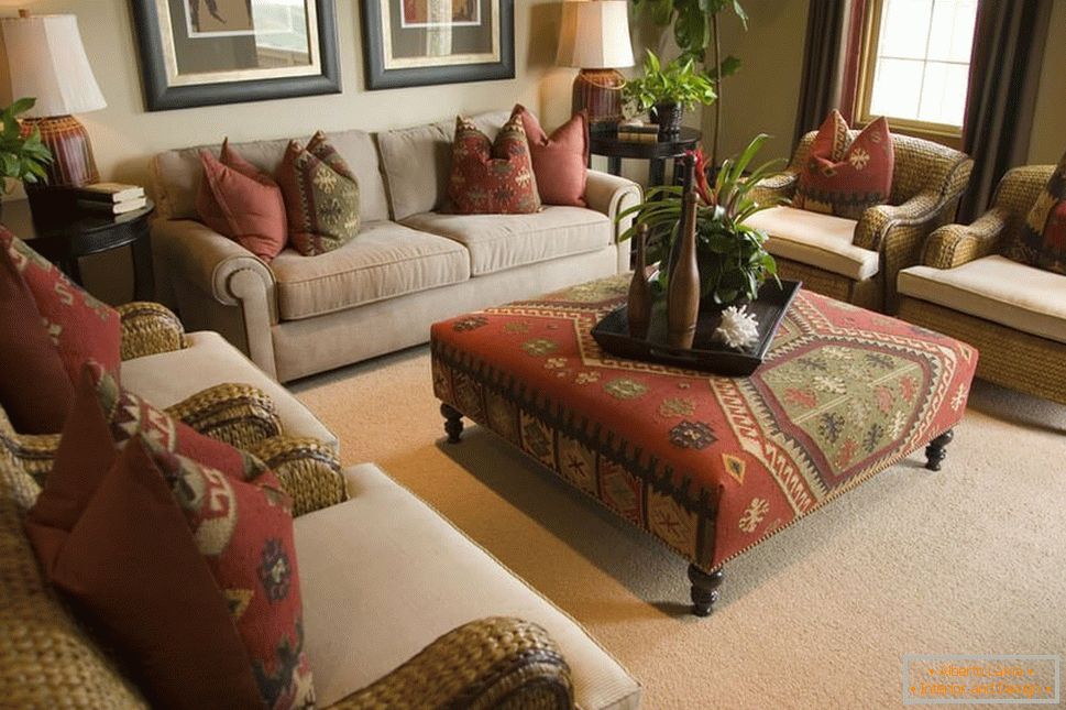 Light brown sofa in the hall