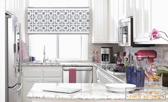 Elegant short curtains for a small kitchen