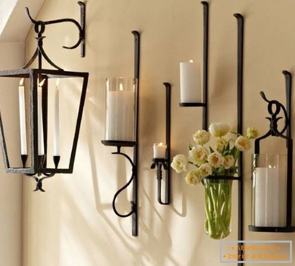 Unusual wall candlesticks forged - photo set