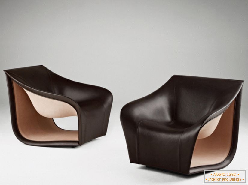Designer leather armchairs
