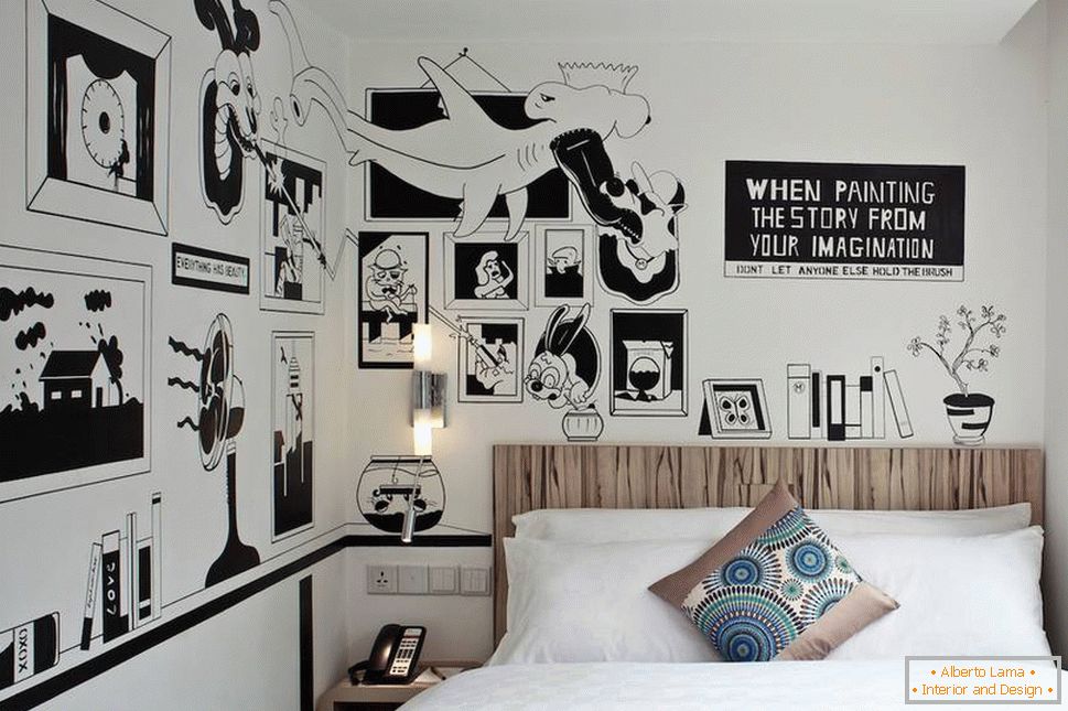 black and white-drawings-on-the-wall