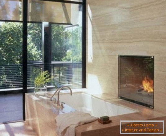 Bathroom with fireplace