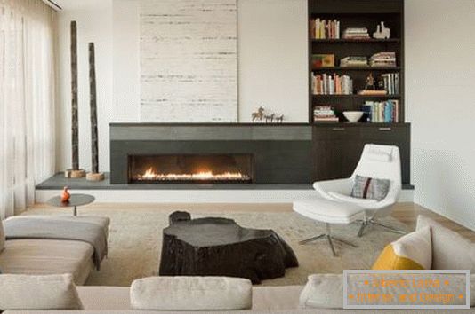 Creative interior with fireplace