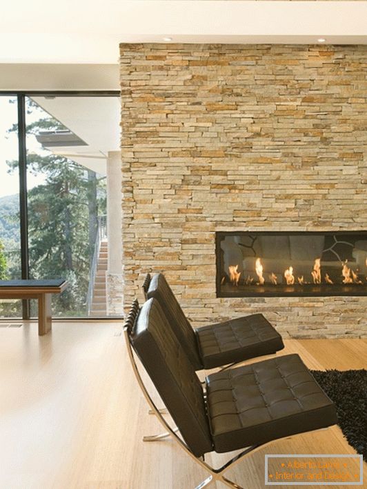 Stylish interior with fireplace