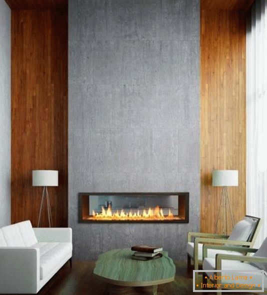 Through fireplace in a stylish interior