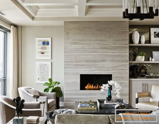 The design of the living room with electric fireplace