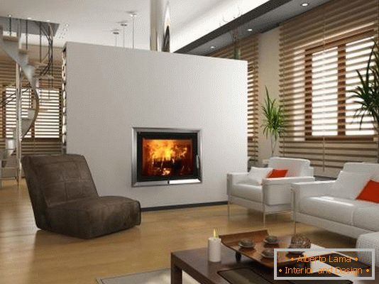 Fireplace in living room in Asian style
