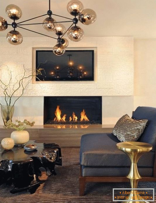 Electric fireplace in a beautiful interior