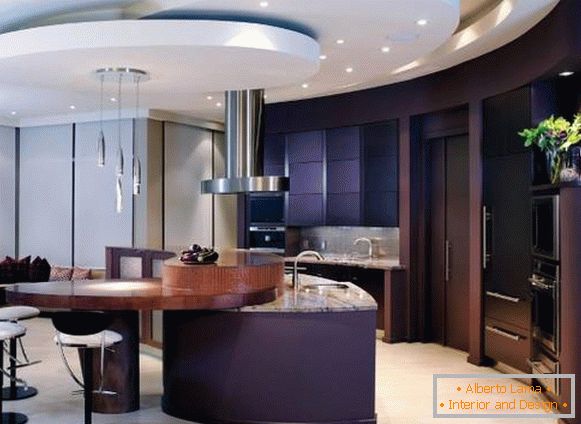 Tiered ceilings in kitchen design 2015