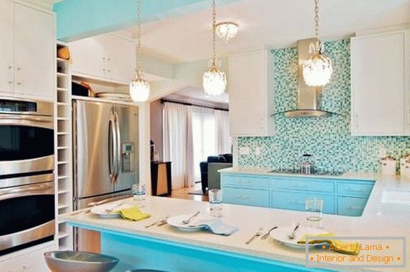 Kitchen design in blue 2015