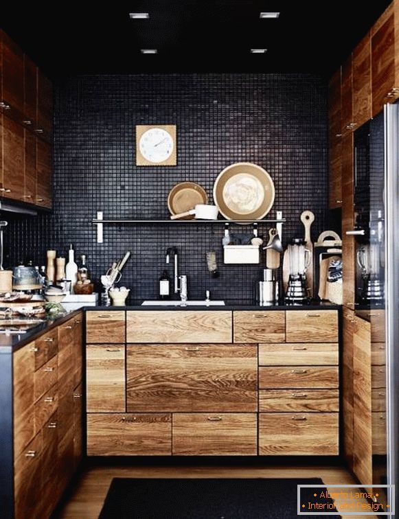 Small kitchen in black color