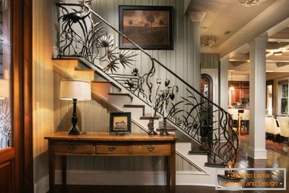 Beautiful forged railing for stairs in the house - a photo with ideas