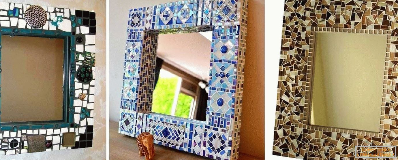 Frames for a mirror from a mosaic