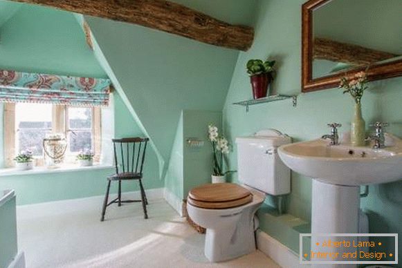 Beautiful interiors of bathrooms - a photo of a bathroom in mint-green color