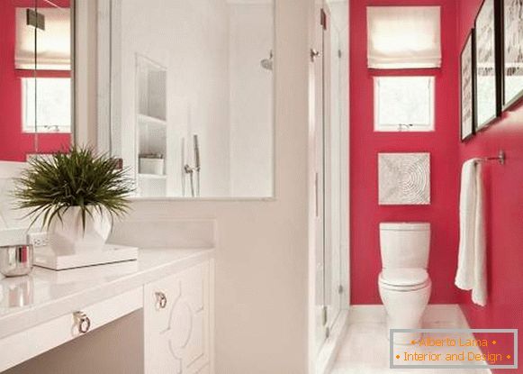 Beautiful small bathroom - photo in white and pink color