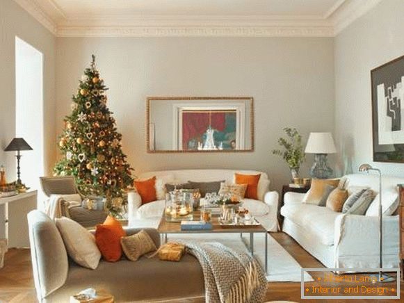 New Year's interior apartments - photos in orange and green