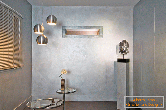 Decorative paint for walls in an apartment with a metallic effect
