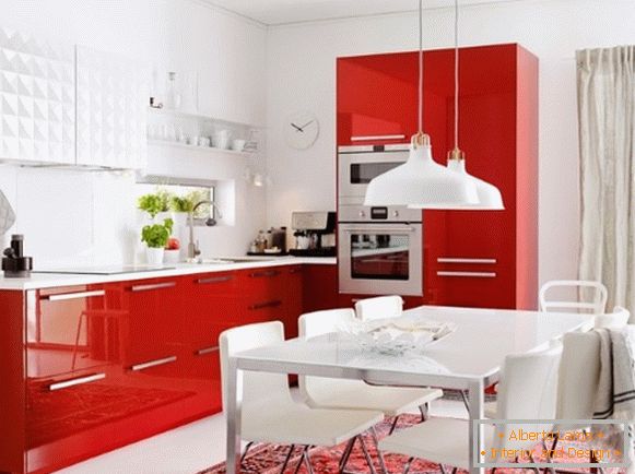 Design of a red white kitchen photo 13