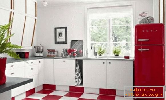 Red kitchen in the interior photo 17