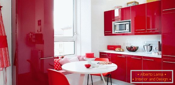 Red kitchen in the interior photo 20