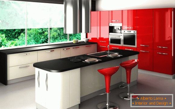Red black kitchen design photo 31
