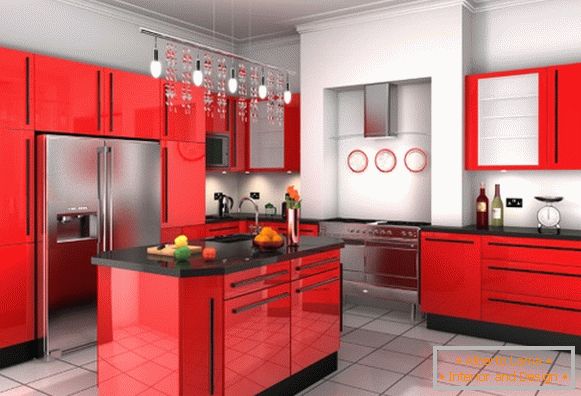 Red black kitchen design photo 32