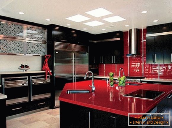 Red black kitchen design photo 33