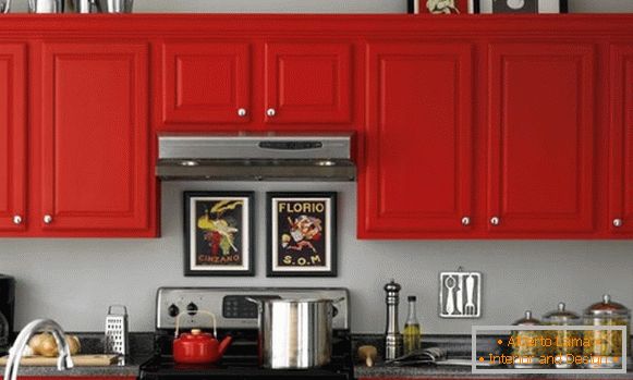 Red gray kitchen photo 36