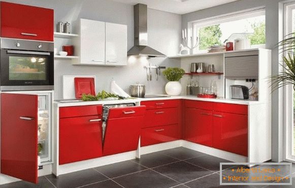 Red gray kitchen photo 37