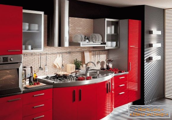 Red gray kitchen photo 38