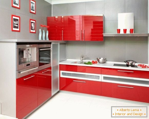 Red gray kitchen photo 39