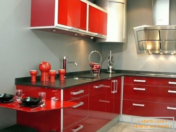 Red gray kitchen photo 40